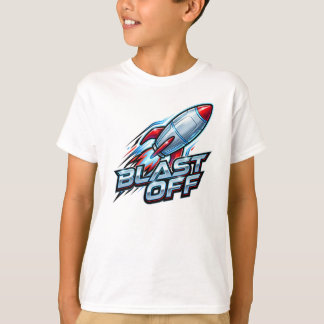 Camiseta Foguete Espacial Cromo Descolando