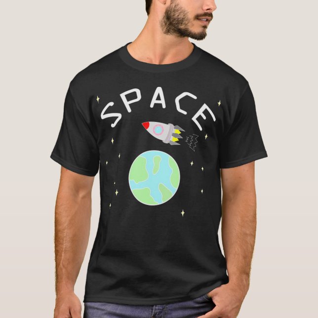 Camiseta Foguete Espacial E Arte Da Terra (Frente)