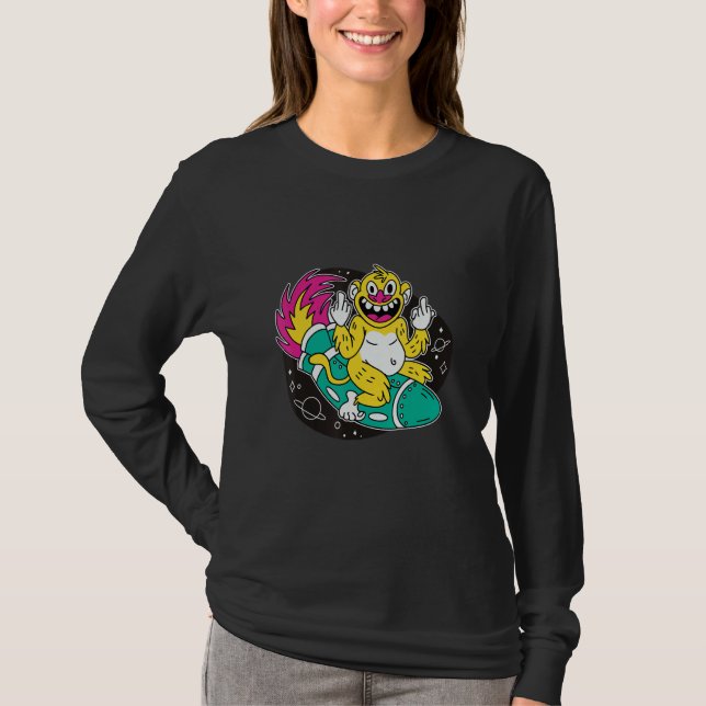 Camiseta Foguete Espacial Macaco (Frente)