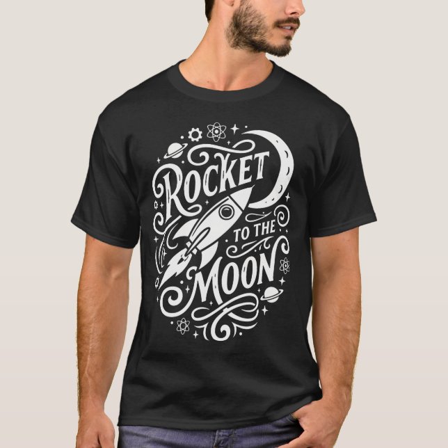 Camiseta Foguete Para A Lua Espaço Exterior Astronomia Estr (Frente)