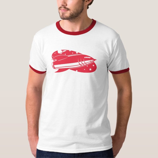 Camiseta foguete vermelho 2 retros (Frente)