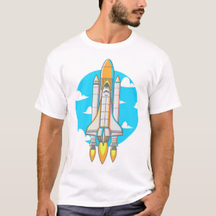 Camiseta Foguete voador com fogo de reforço