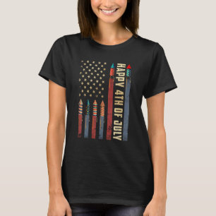 Camiseta Foguetes Bandeira Dos EUA Patriótico Americano Fel