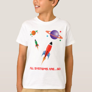 Camiseta Foguetes de espaço coloridos legal