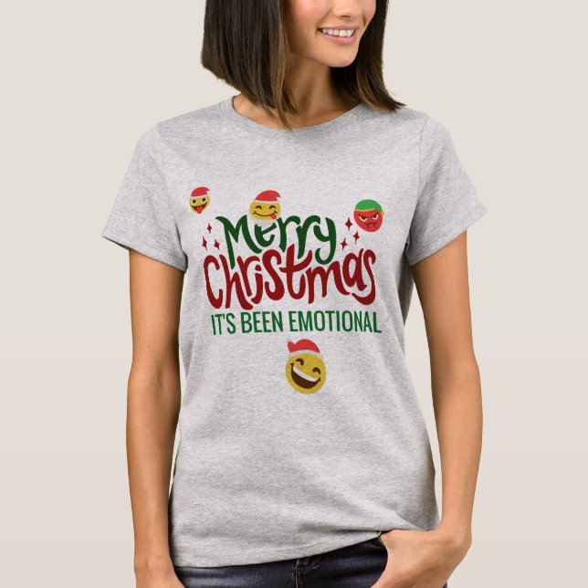 Camiseta Foi Emocional Feliz Natal Engraçado Emoji (Frente)