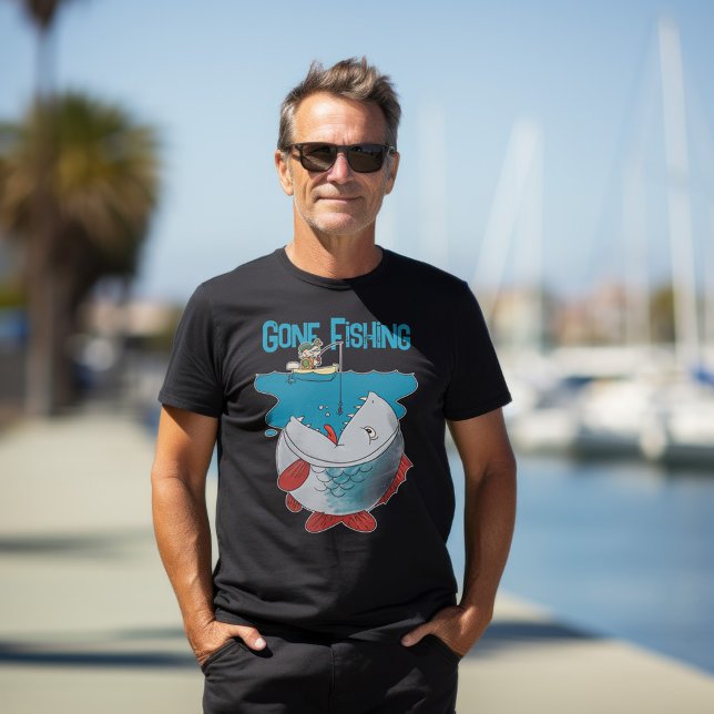 Camiseta Foi Pescar Esperando O Grande Cartoon De Captura (Criador carregado)