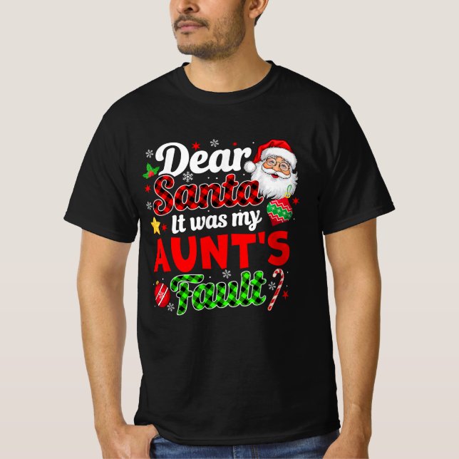 Camiseta Foi por culpa da minha tia, um Natal engraçado par (Frente)