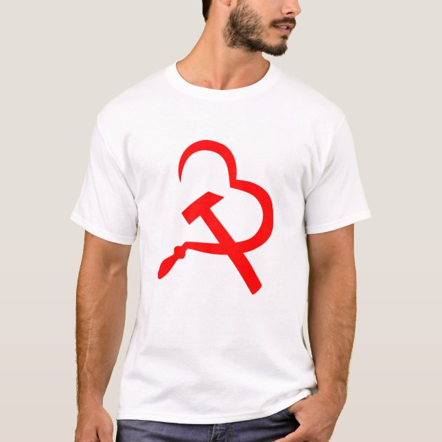 Camiseta Foice e Martelo, Coração, Amor, Comunismo (Frente)