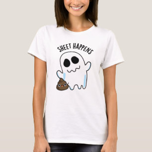 Camiseta Folha Acontece Engraçado Fantasma Pun