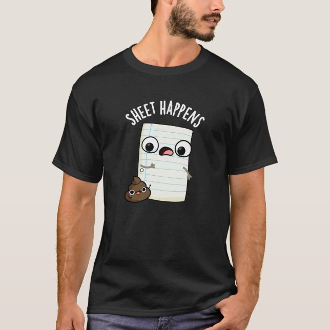 Camiseta Folha Acontece Papel Engraçado Pun Dark BG (Frente)