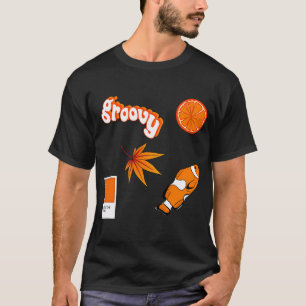 Camiseta folha de adesivos estética laranja / pequenos dese