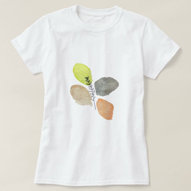 Camiseta Folha de aquarela estética moderna (Frente do Design)