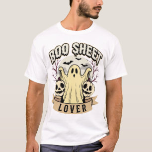 Camiseta Folha de Arrepio de Halloween Amante Fantasma Lua