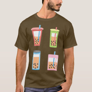 Camiseta Folha de autocolante de chá de boba branca