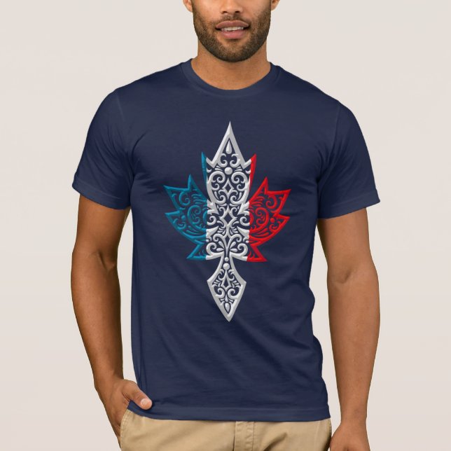 Camiseta Folha de bordo canadense francesa (Frente)
