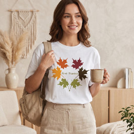 Camiseta Folha de Bordo de Outono Colorida Agradeça Gratidã