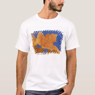 Camiseta Folha de bordo de outono e céu azul, Branco