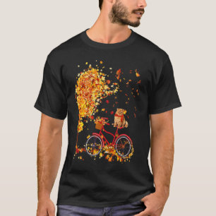 Camiseta Folha de Bordo Outono Gatinho Fofo de Bicicleta É