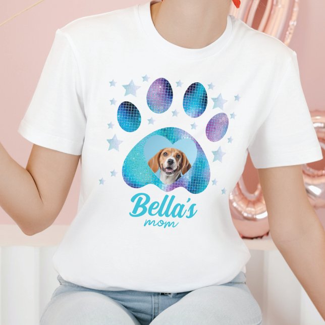 Camiseta Folha de Cachorro Mãe Foto Personalizada Folha Azu (Criador carregado)