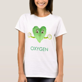 Camiseta Folha de Coração Feliz Verde Moderna