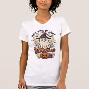 Camiseta Folha de Fantasma Abóbora Dia das Bruxas Lua Calde