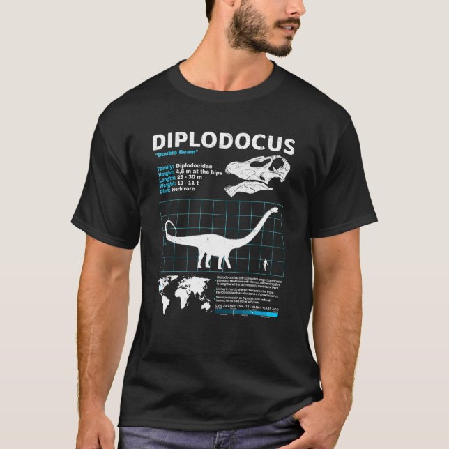 Camiseta Folha de fatos diplodocumentais Fatos do dinossaur (Frente)