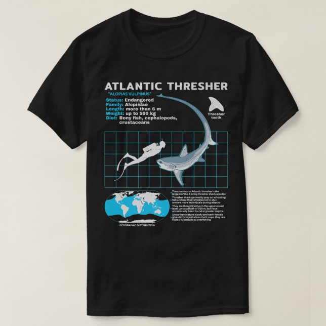 Camiseta Folha de Fatos do Tubarão-Thresher (Frente do Design)