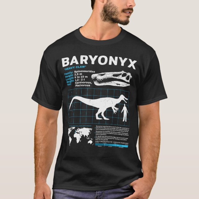Camiseta Folha de fatos fósseis Baryonyx T-Shirt (Frente)