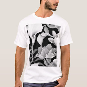 Camiseta Folha de Flor Tropical: Padrão sem costura