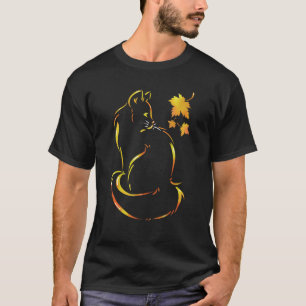 Camiseta Folha De Gato Engraçada Cai Alô Outono Para Gatinh