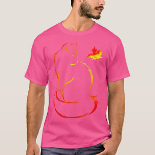 Camiseta Folha De Gato Engraçada Cai Alô Outono Para Gatinh