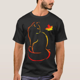 Camiseta Folha De Gato Engraçada Cai Alô Outono Para Gatinh