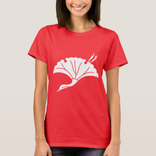 Camiseta Folha de ginkgo em forma de grou