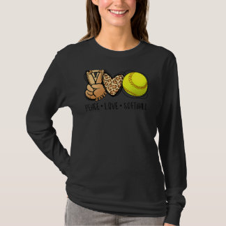 Camiseta Folha de Mães de Softball de Paz Leopard Imprimir
