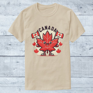 Camiseta Folha de Mapeador de Sinalizador Feliz do Canadá