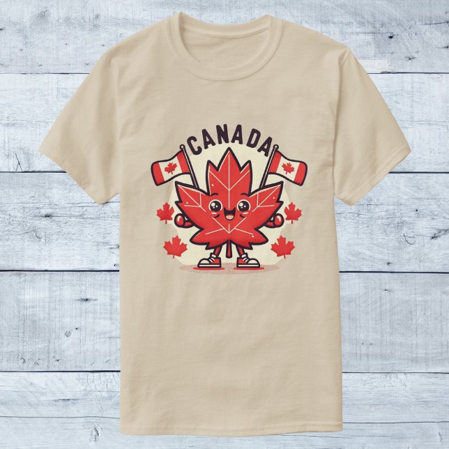 Camiseta Folha de Mapeador de Sinalizador Feliz do Canadá (Criador carregado)
