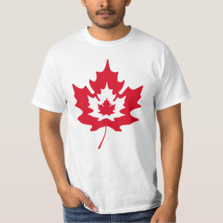 Camiseta Folha de Mapeamento Canadiana - Vermelho e Branco 