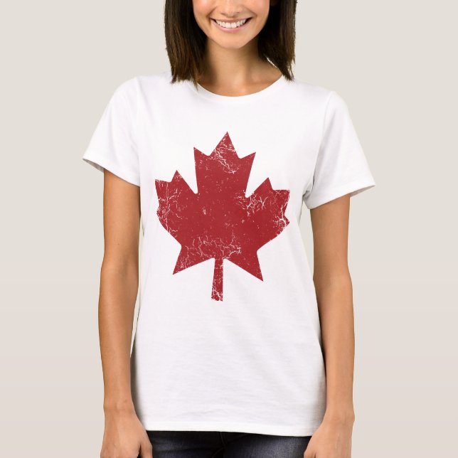 Camiseta Folha de Maple Canadiana (em aflição) (Frente)