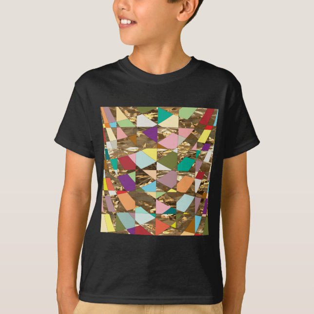 Camiseta Folha de ouro com abstrato (Frente)