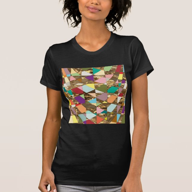 Camiseta Folha de ouro com abstrato (Frente)