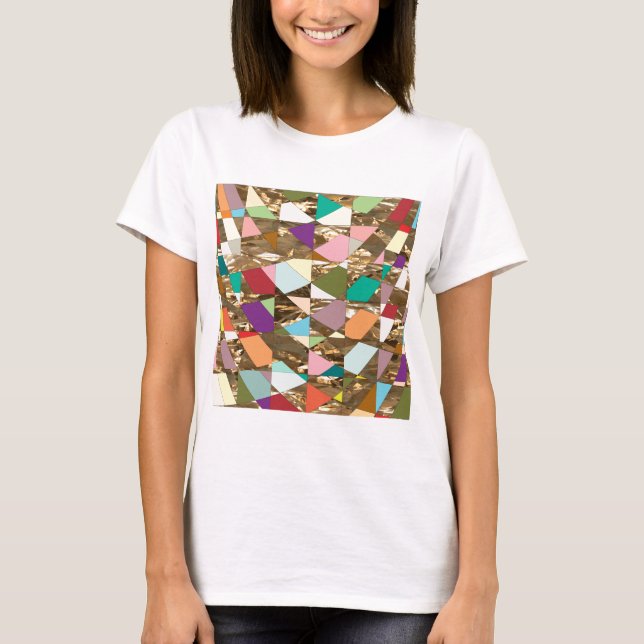 Camiseta Folha de ouro com abstrato (Frente)