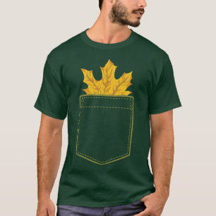 Camiseta Folha de outono de Bolso Natureza de Ação de Graça