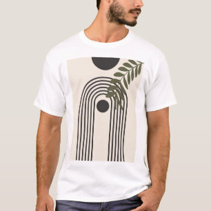 Camiseta Folha de Palmeira Arco-íris Sol, Arte Geométrica A