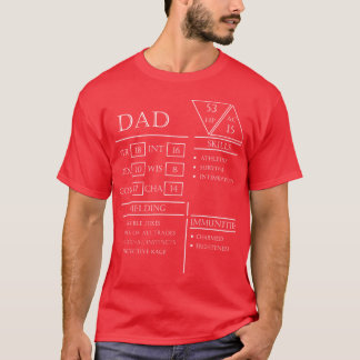 Camiseta Folha de Personagem Dad Stats Branco