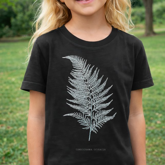 Camiseta Folha de Samambaia Ocre, Gymnogramma Ochracea (Ochre Fern Frond, Gymnogramma Ochracea. Girl Basic Black T-Shirt)