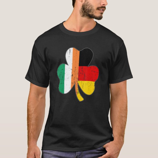 Camiseta Folha de Shamrock bandeira alemã irlandesa de St P (Frente)