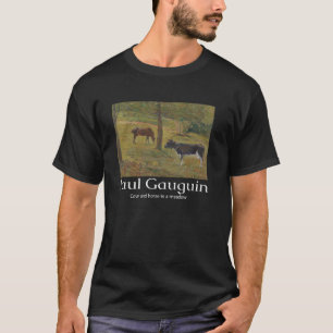 Camiseta Folha de Vaca e Cavalo Meadow Paul Gauguin Art Gra