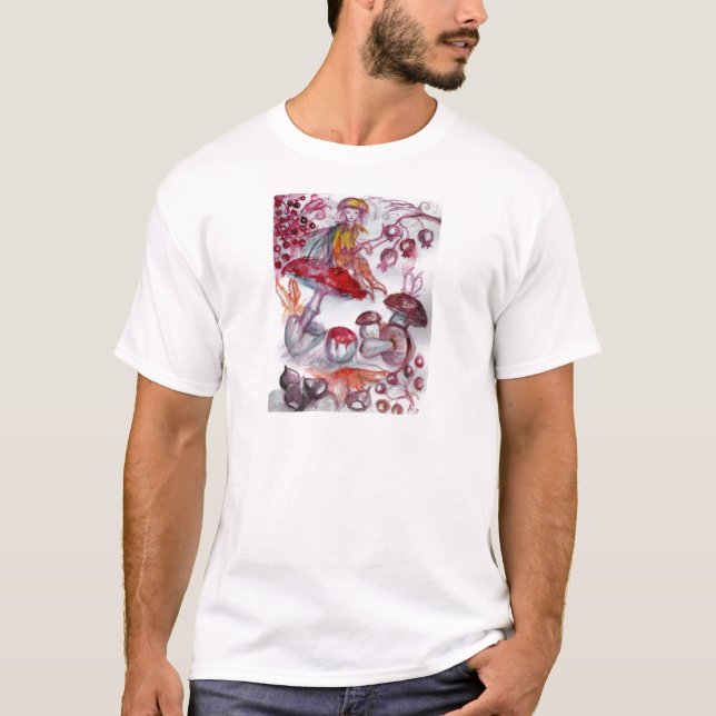 Camiseta FOLHA MÁGICA DE MUSHROOMS Fantasia Branca Vermelha (Frente)