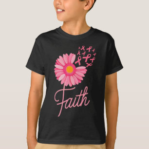 Camiseta Folha rosa Banheira Cintilante Flor Faith Cancer d