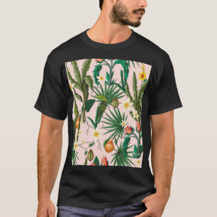 Camiseta Folha tropical, flor, padrão de fruta.